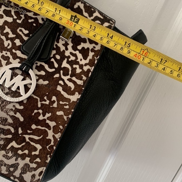 Michael Kors Calf Hair handbag animal print leather tote bag‎ black brown - Picture 8 of 16